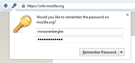 Screenshot of the password capture doorhanger on Windows 7 in Firefox 39
